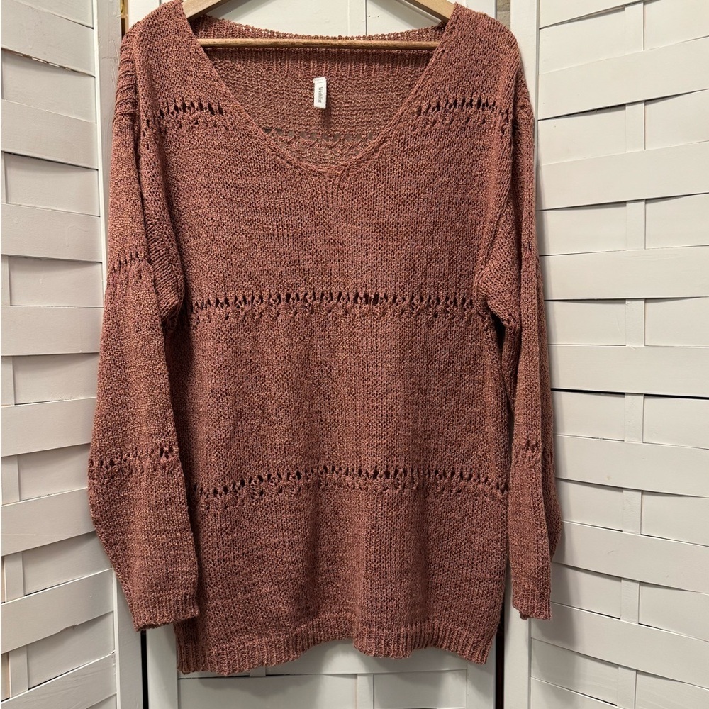 Wishlist V-Neck Knit Sweater - Pink
